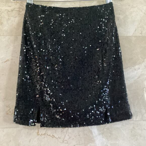 Whimsigoth Sequin Mini Skirt – Black Size 3 (XS) Y2K Holiday Party Sexy Witch - Picture 3 of 10